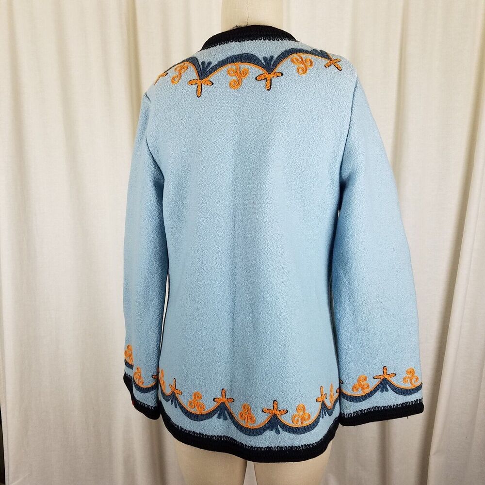 Vintage Austria Boiled Weighted Wool Sweater Jacket Blazer Womens L Embroidered - Picture 4 of 8